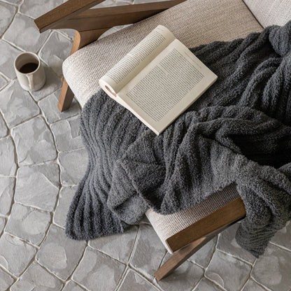 Charcoal Ribbed Extended Throw