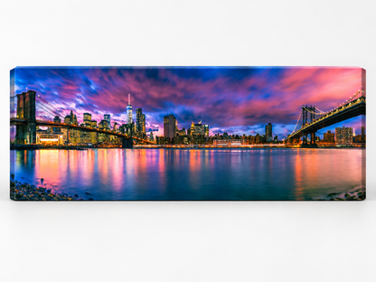 East River & Brooklyn Bridge Canvas Wall Art | NYC Panoramic