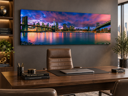 East River & Brooklyn Bridge Canvas Wall Art | NYC Panoramic