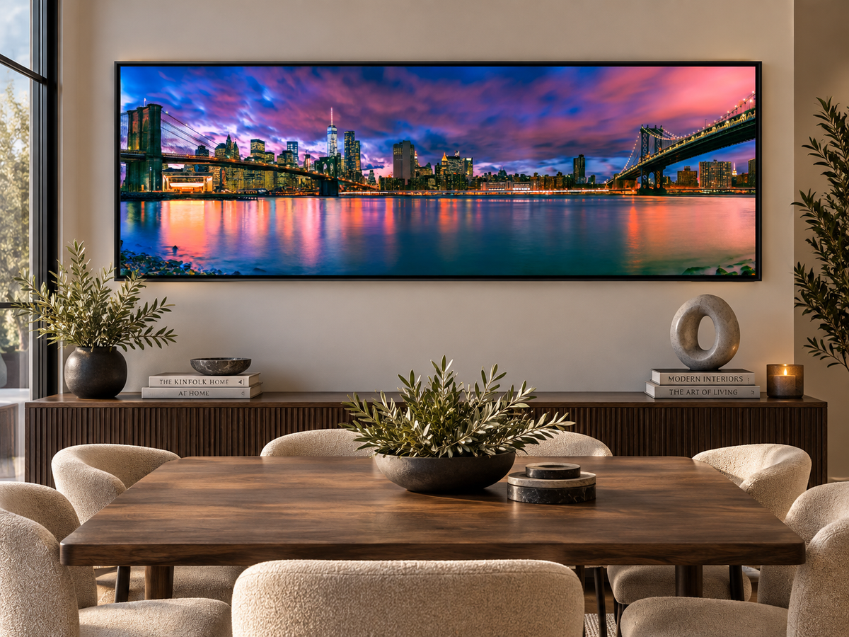 East River & Brooklyn Bridge Canvas Wall Art | NYC Panoramic