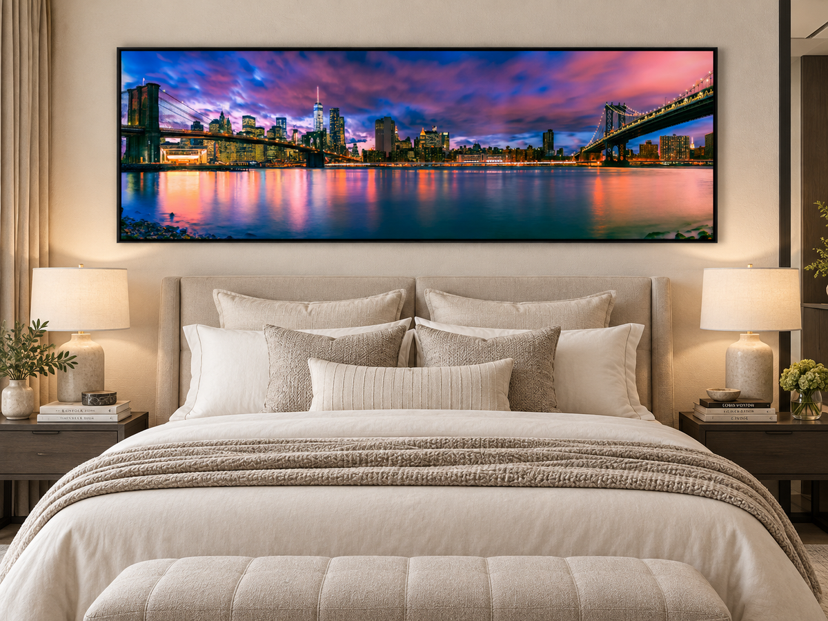 East River & Brooklyn Bridge Canvas Wall Art | NYC Panoramic