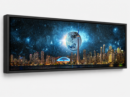 Toronto Skyline Moon | Panoramic Canvas Wall Art