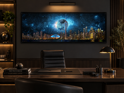 Toronto Skyline Moon | Panoramic Canvas Wall Art