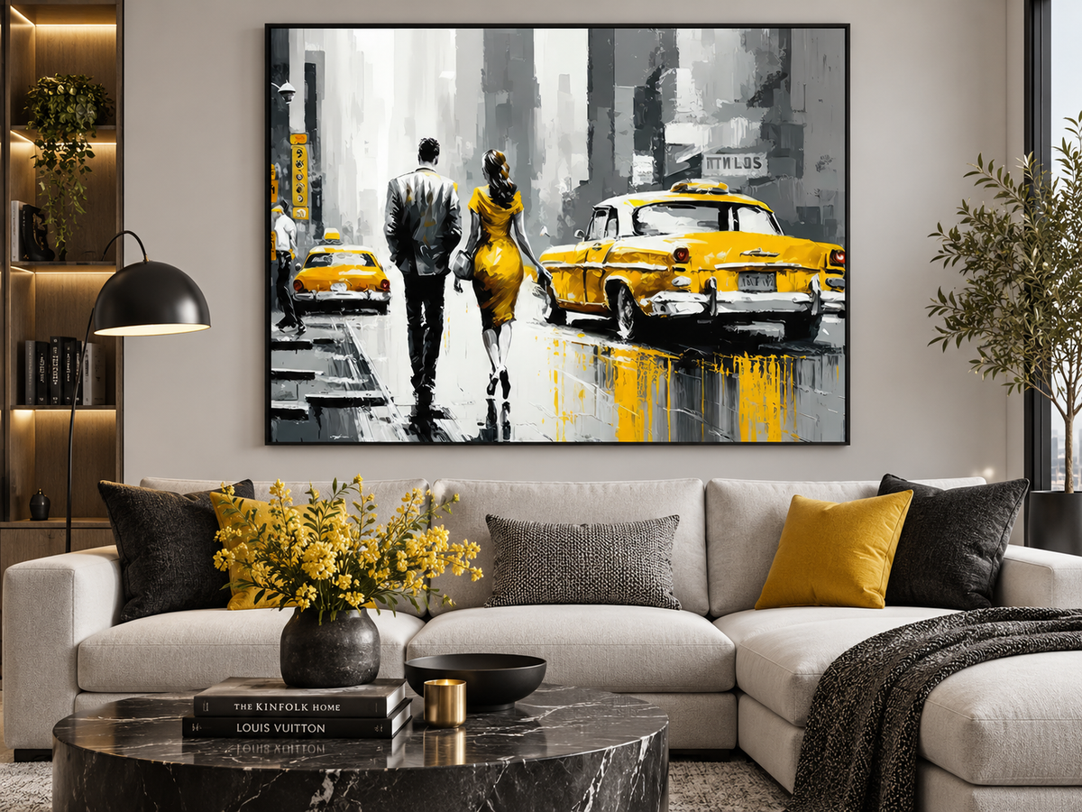Vintage New York Scene Canvas Wall Art