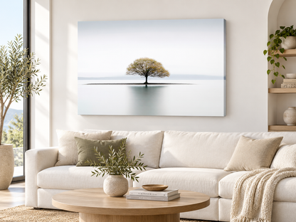 Solitude Canvas Wall Art | Minimalist Lone Tree Fine Art Print | Diamond Finish | 3 Sizes