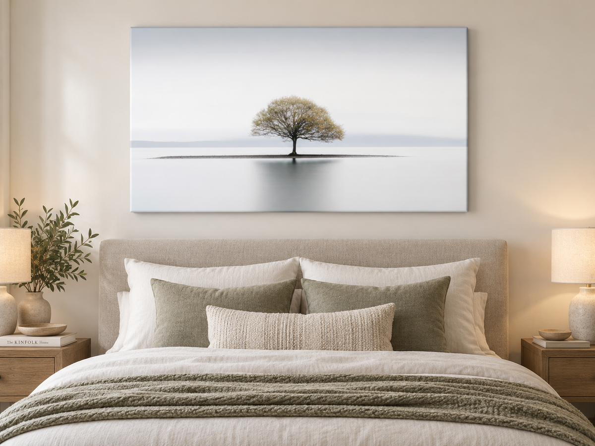 Solitude Canvas Wall Art | Minimalist Lone Tree Fine Art Print | Diamond Finish | 3 Sizes