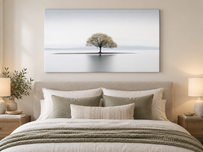 Solitude Canvas Wall Art | Minimalist Lone Tree Fine Art Print | Diamond Finish | 3 Sizes