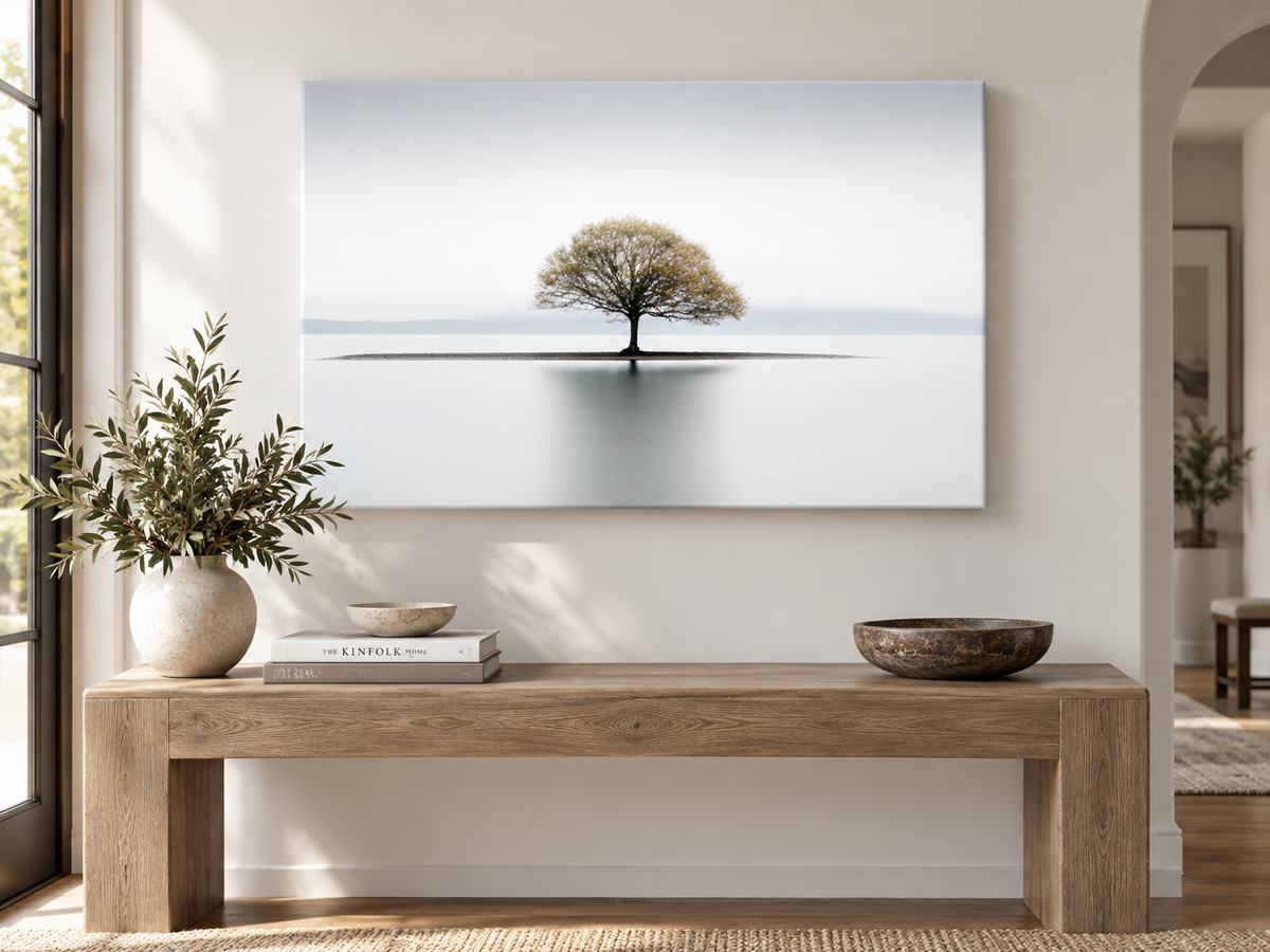 Solitude Canvas Wall Art | Minimalist Lone Tree Fine Art Print | Diamond Finish | 3 Sizes