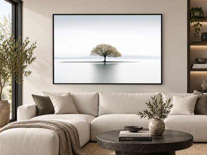 Solitude Canvas Wall Art | Minimalist Lone Tree Fine Art Print | Diamond Finish | 3 Sizes