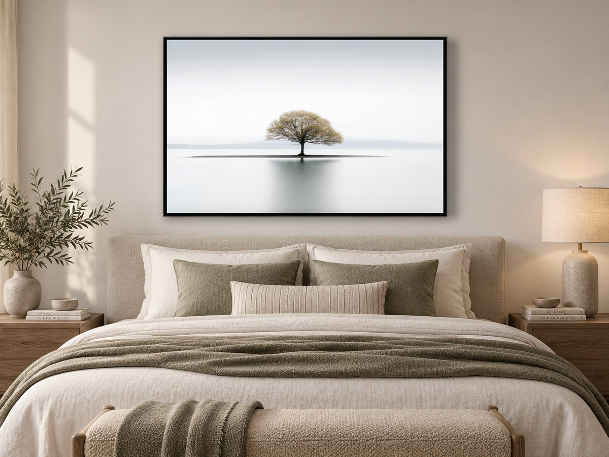 Solitude Canvas Wall Art | Minimalist Lone Tree Fine Art Print | Diamond Finish | 3 Sizes