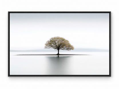 Solitude Canvas Wall Art | Minimalist Lone Tree Fine Art Print | Diamond Finish | 3 Sizes