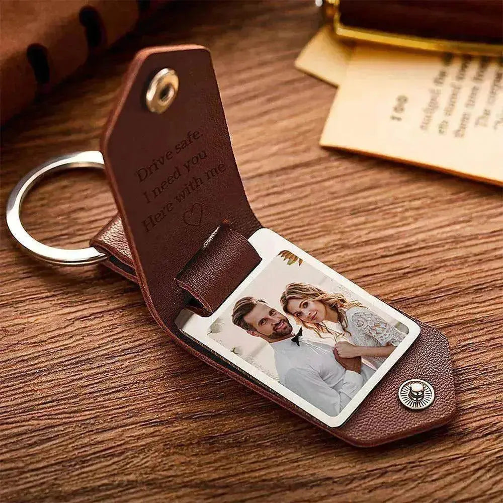Chick & Unique Leather Photo Stainless steel UV Color Printed Keychain