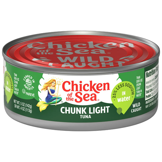 Thon pâle en morceaux Chicken of the Sea dans l'eau, 25 % moins de sodium, 142 g