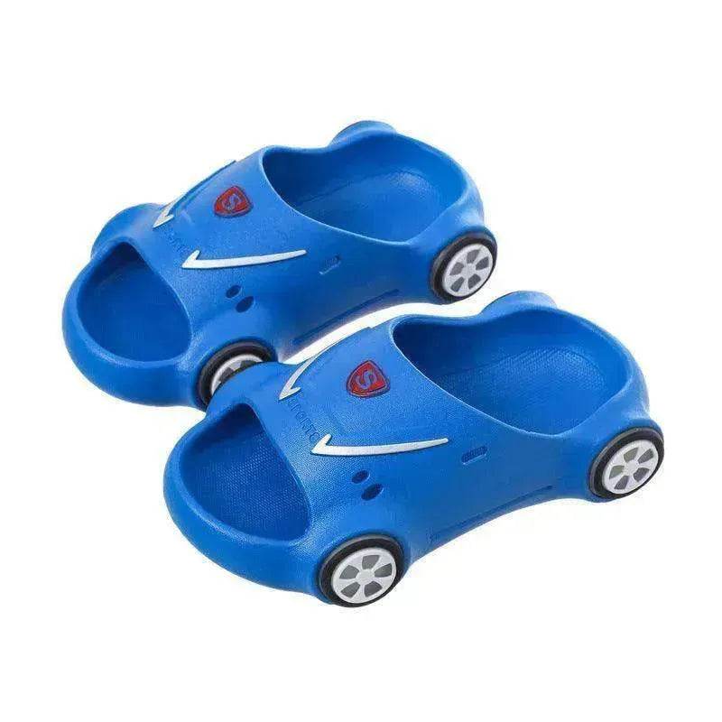 Sandales lumineuses pour enfants motif voiture de dessin animé : Chaussures de plage lumineuses antidérapantes