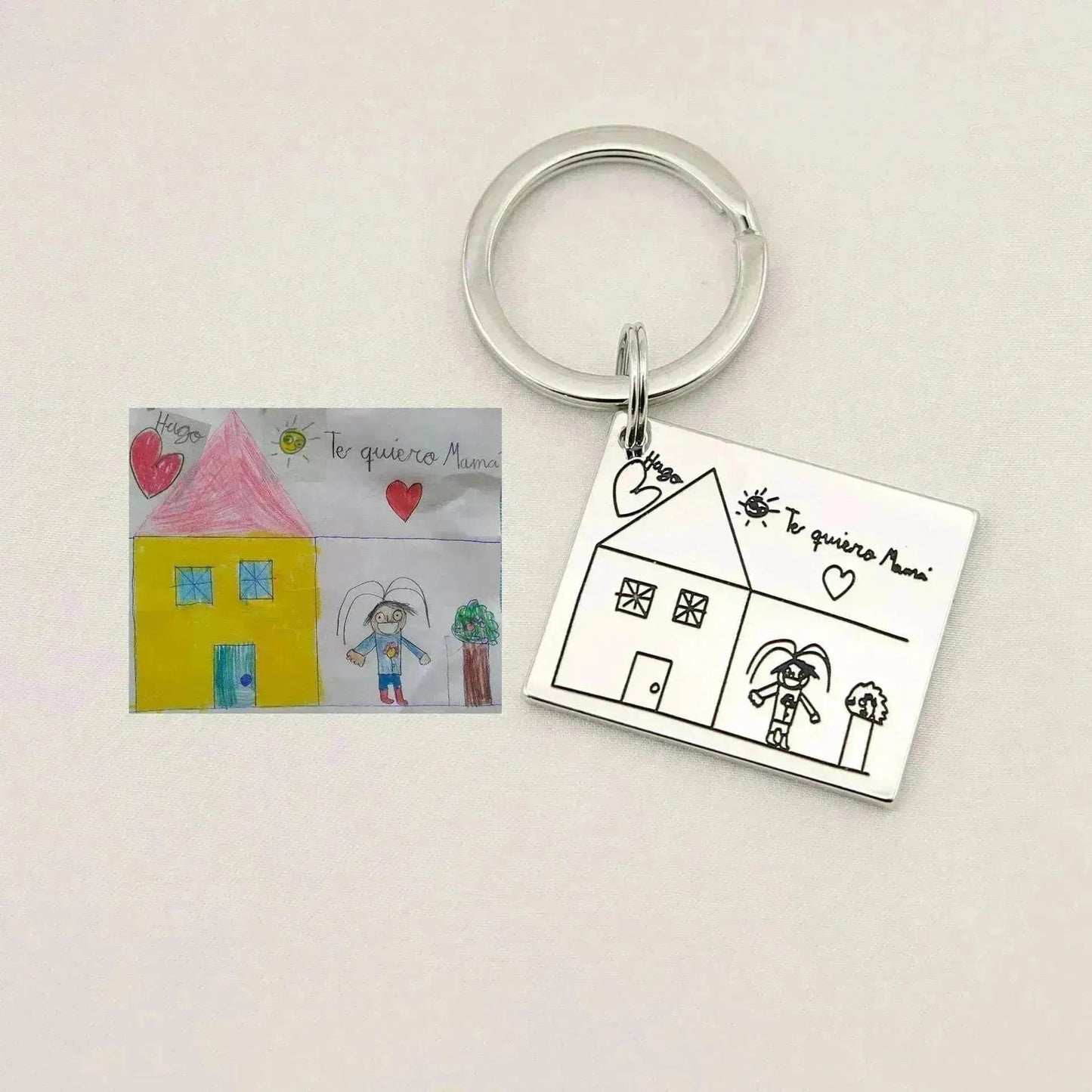 Children's Realistic Hand Drawn Laser Painting Keychain