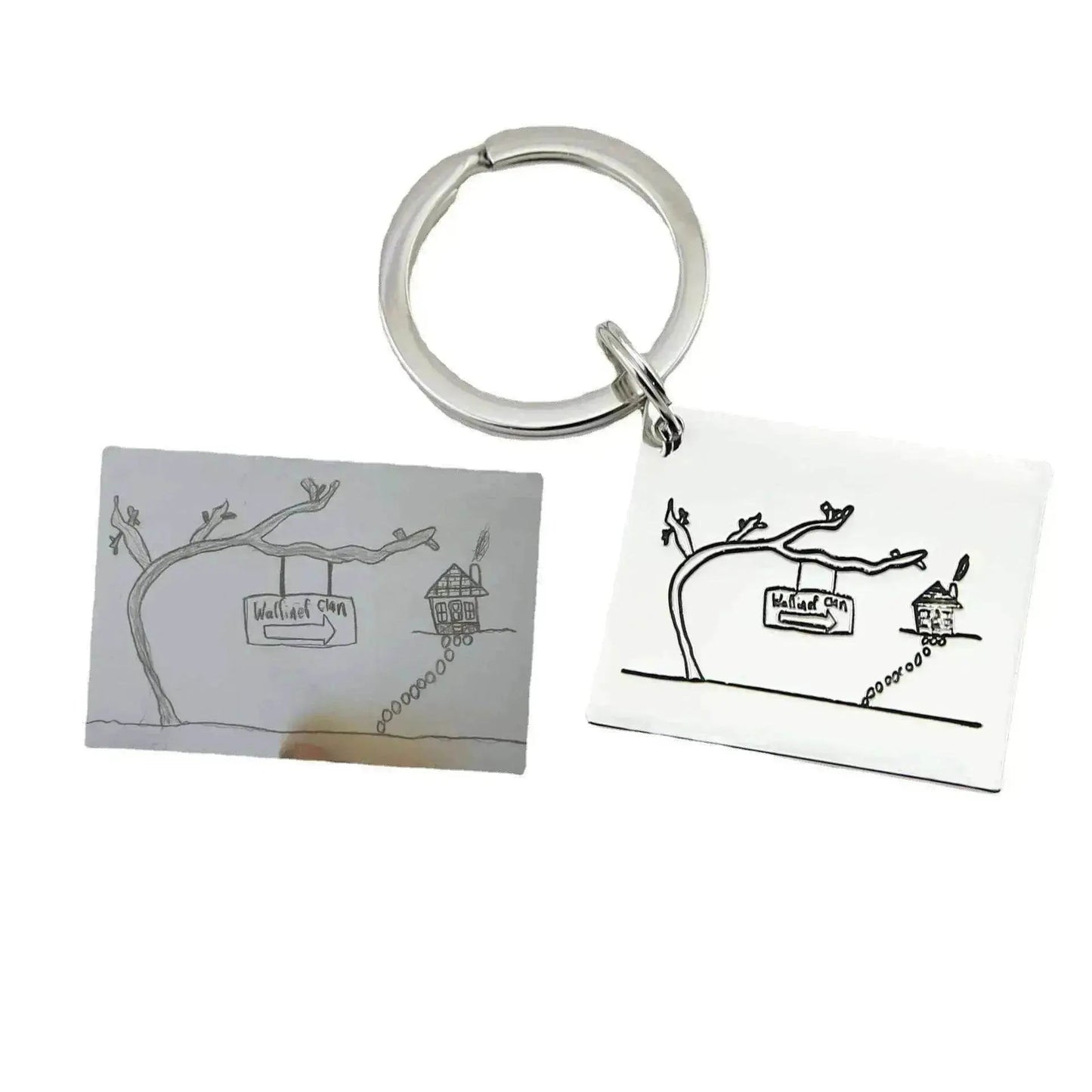 Children's Realistic Hand Drawn Laser Painting Keychain