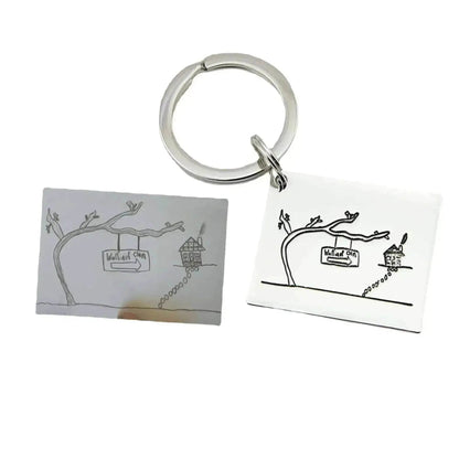 Children's Realistic Hand Drawn Laser Painting Keychain
