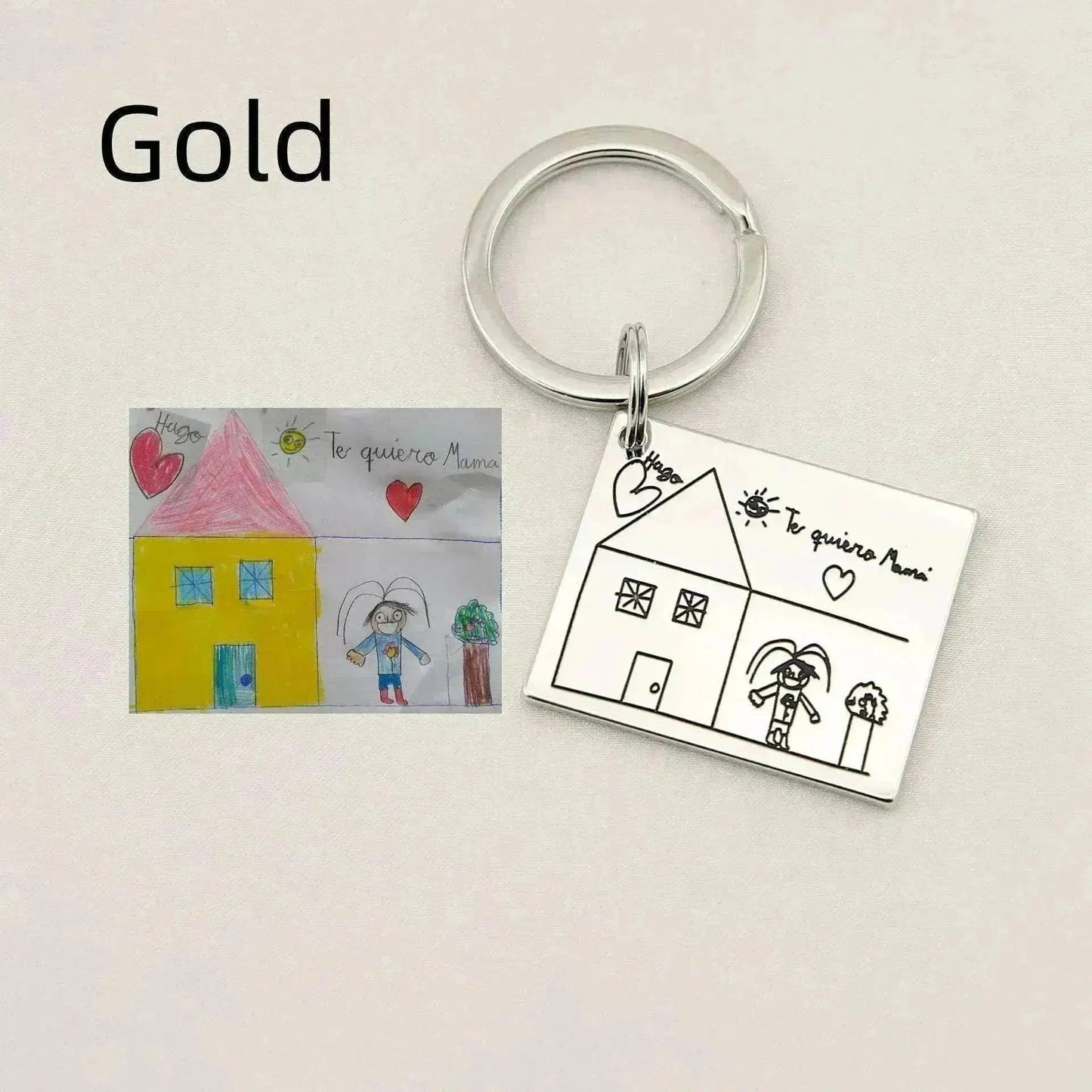 Children's Realistic Hand Drawn Laser Painting Keychain