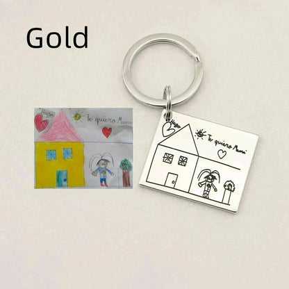 Children's Realistic Hand Drawn Laser Painting Keychain
