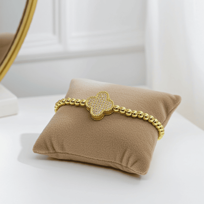 Clover leaf slip-on beaded bracelet