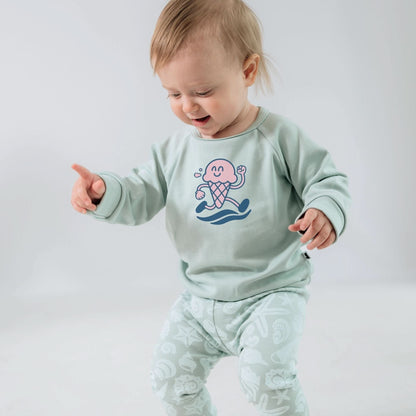 Baby/Kids' Bamboo Graphic Raglan Pullover | "Happiness Comes In Waves" On Navy