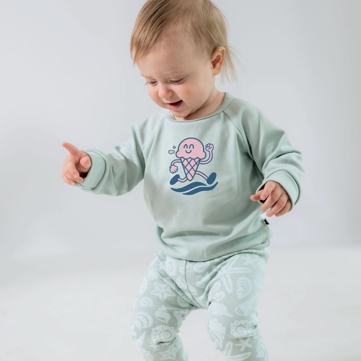 Baby/Kids' Bamboo Graphic Raglan Pullover | Ice Cream Dash On Seaglass