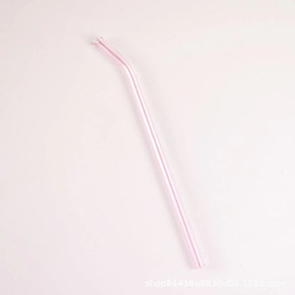 Colored High Borosilicate Environmentally Friendly Heat-resistant Curved Glass Straws