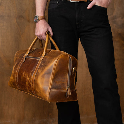 Le sac de voyage Wayfarer - Sac de sport classique en cuir pleine fleur couleur cognac