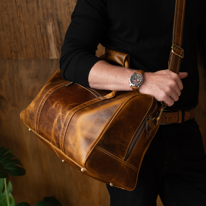 Le sac de voyage Wayfarer - Sac de sport classique en cuir pleine fleur couleur cognac