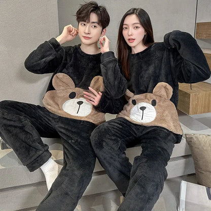 Coral Fleece Couple Plus Size Pajamas For Women