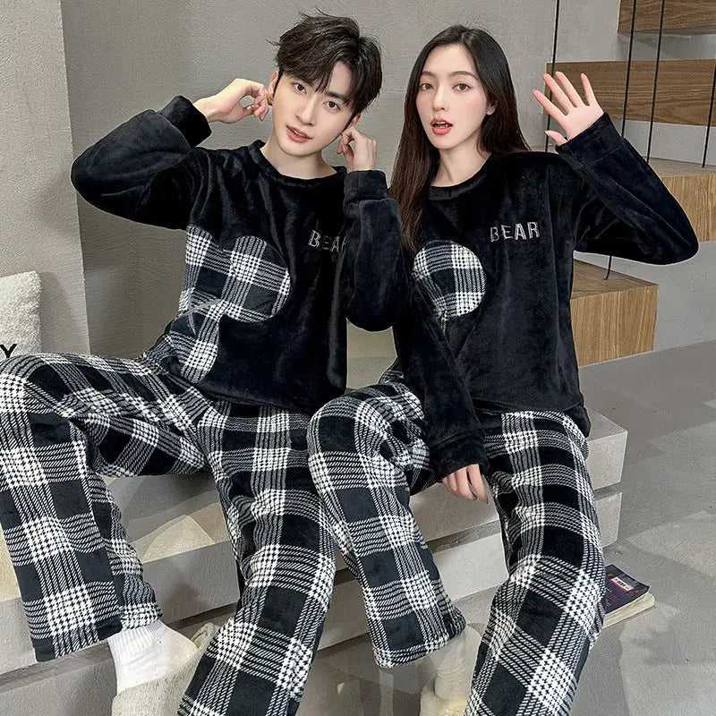 Coral Fleece Couple Plus Size Pajamas For Women