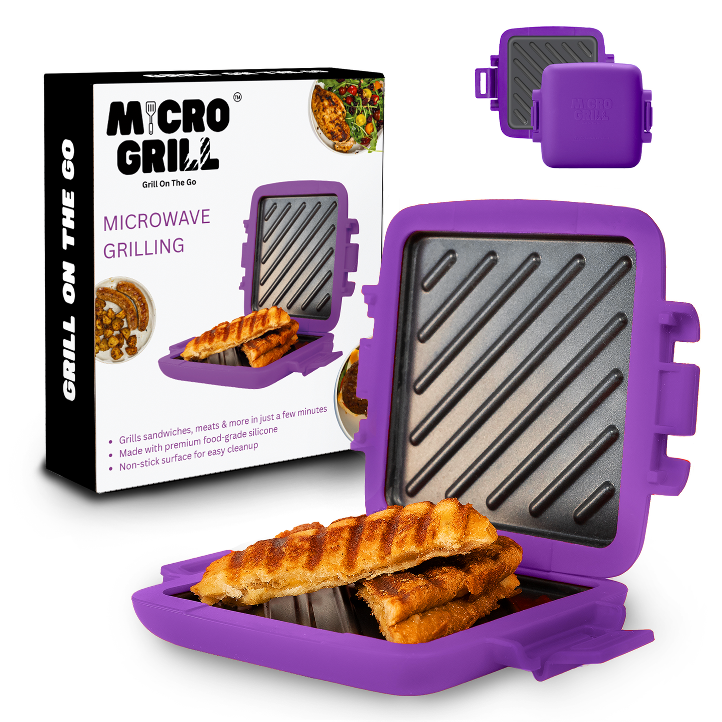 Micro Grill Classic™ Toastie Maker, Microwave Grill, Sandwich Toaster, 3 Minute Grilled Cheese, Crispy, Panini Press, Dishwasher Safe, Office, Home, Travel & School Dorms