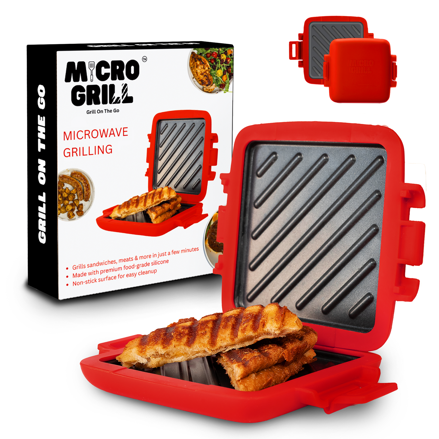 Micro Grill Classic™ Toastie Maker, Microwave Grill, Sandwich Toaster, 3 Minute Grilled Cheese, Crispy, Panini Press, Dishwasher Safe, Office, Home, Travel & School Dorms