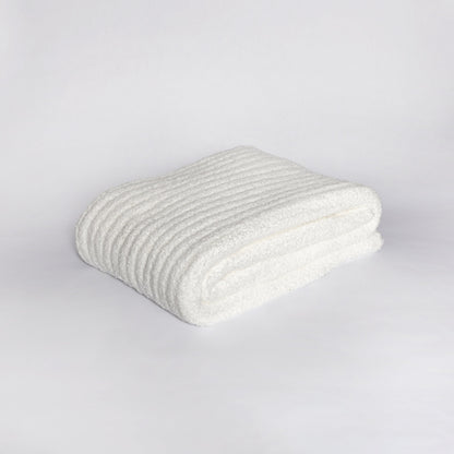 White Ribbed Extended Throw