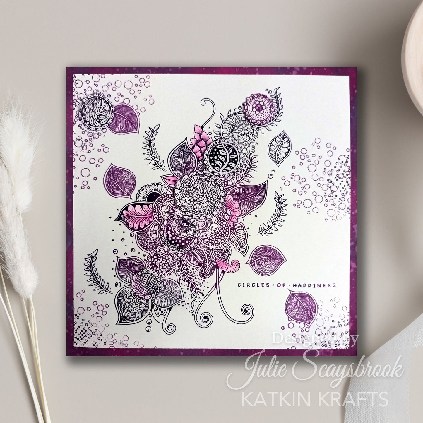 Katkin Krafts Cercles du Bonheur Ensemble de Timbres Transparents 6 po x 8 po