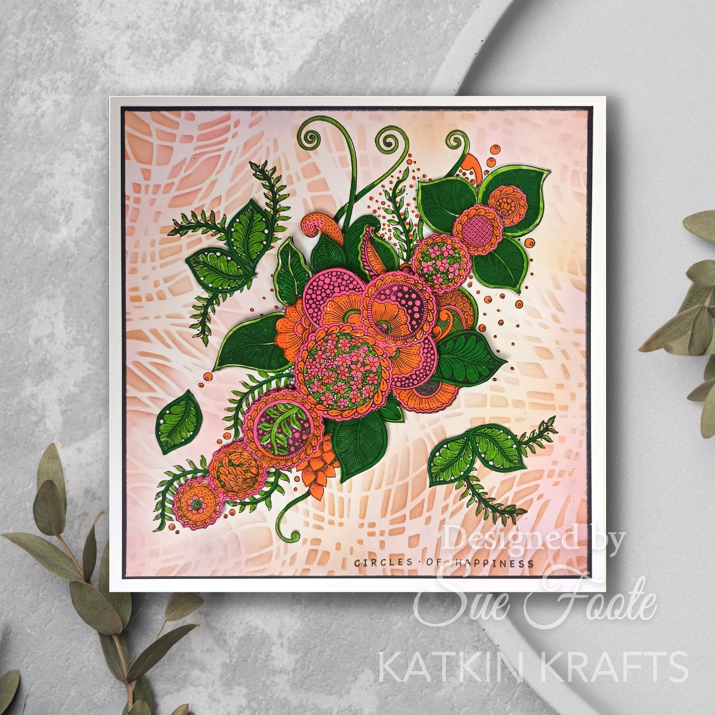 Katkin Krafts Cercles du Bonheur Ensemble de Timbres Transparents 6 po x 8 po