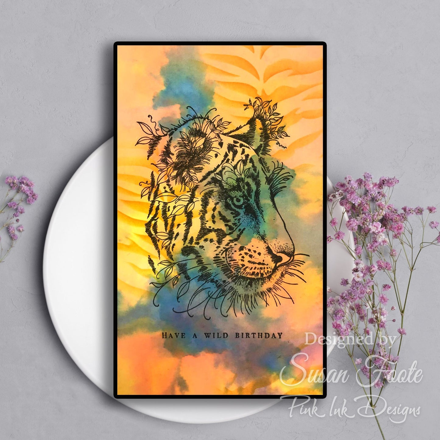 Pochoir Tigre Pink Ink Designs 7 po x 7 po