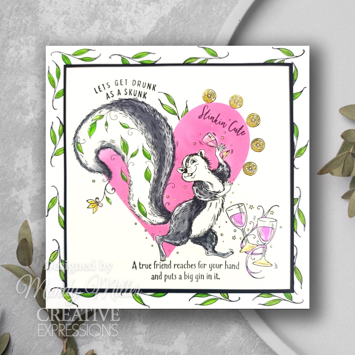 Tampons transparents Pink Ink Designs Stinkin' Cute 6 po x 8 po