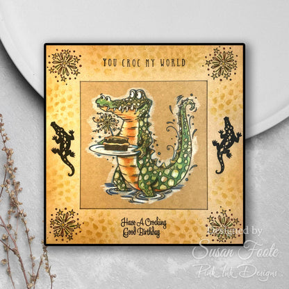 Pink Ink Designs Crocodile 7 in x 7 in Stencil