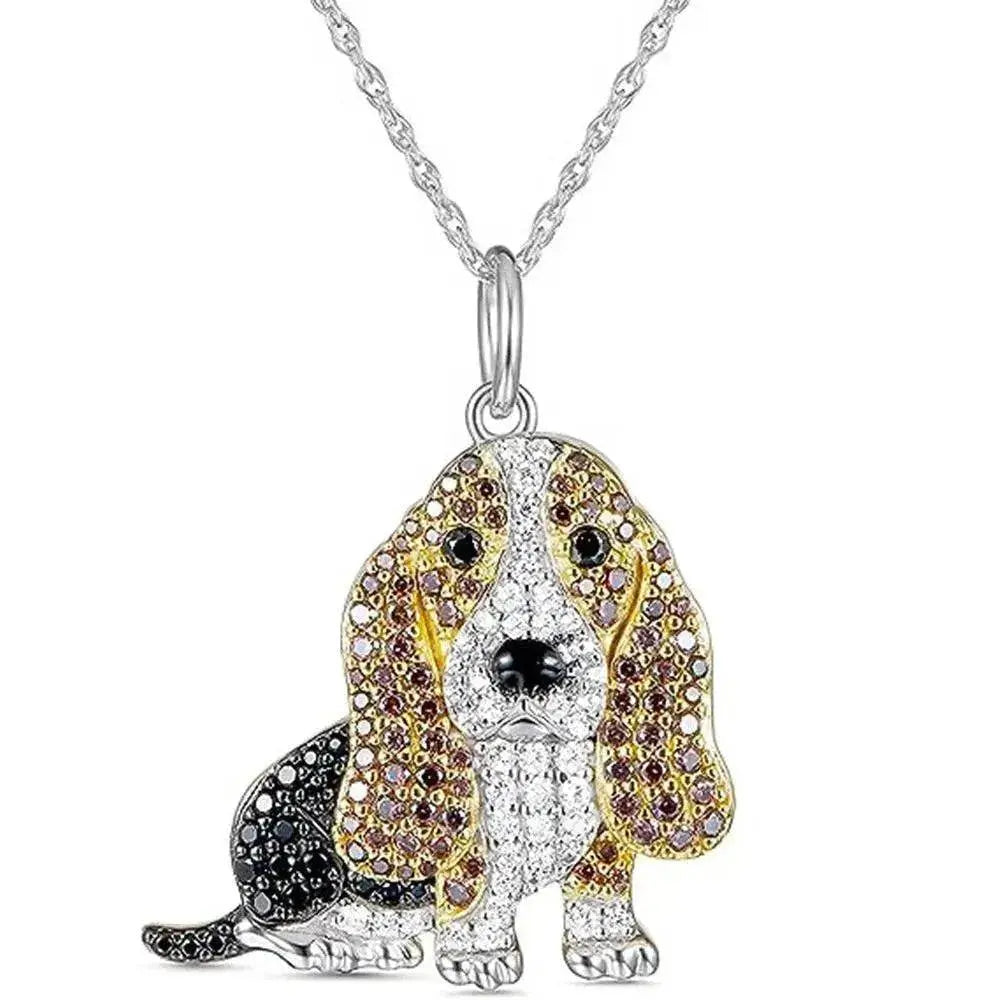 Joli collier pendentif Chien Basset
