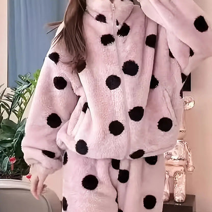 Women Winter Fleece – Coral Fleece Pajama Set for Comfort & Warmth