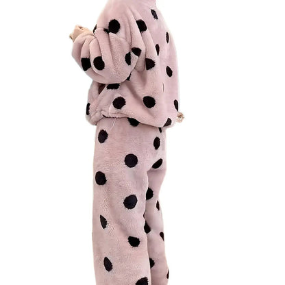 Women Winter Fleece – Coral Fleece Pajama Set for Comfort & Warmth