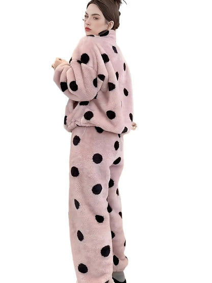 Women Winter Fleece – Coral Fleece Pajama Set for Comfort & Warmth