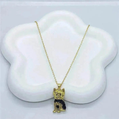 Cute Yorkshire Dog Pendant Zinc Alloy Die Casting Necklace