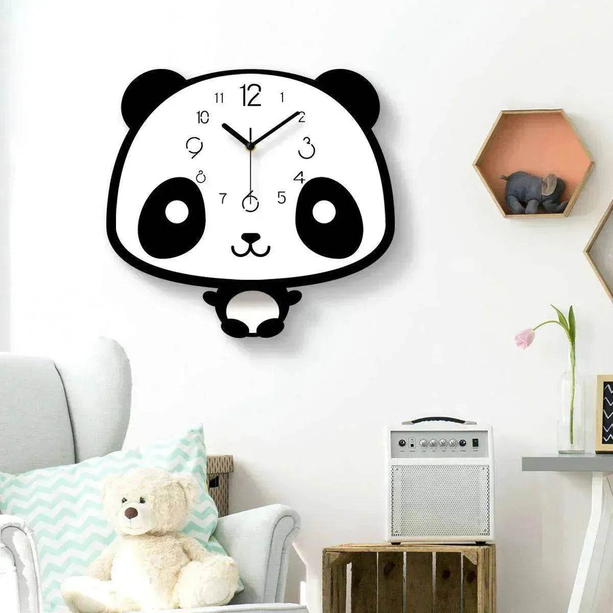 Cute swinging panda wall clock