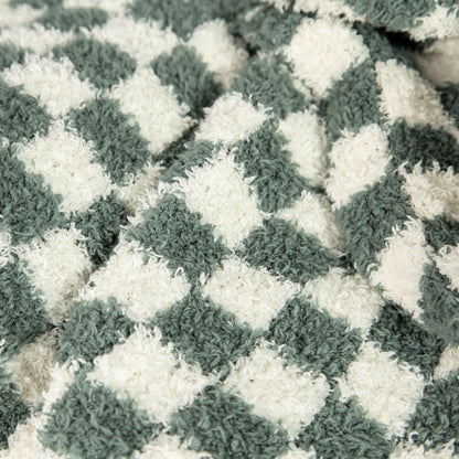Baby's Breath & Forest Green Check Print Extended Throw
