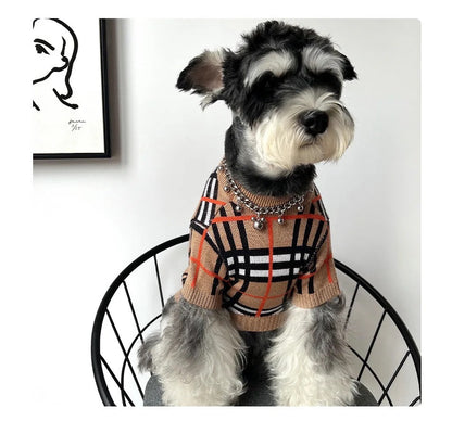 Pull en tricot pour chien | Pull en tricot à carreaux Brrbrry pour chien