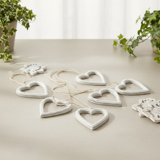 Hanging String Of Open Wooden Hearts