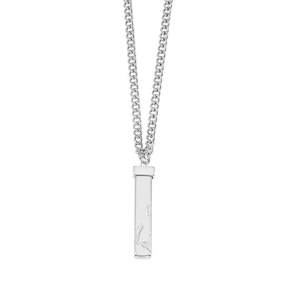 DAKARIA SILVER (Or Blanc) : Pendentif Géométrique à Effet Écaillé sur une Chaîne Maillée Pour Hommes et Femmes