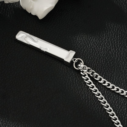 DAKARIA SILVER (Or Blanc) : Pendentif Géométrique à Effet Écaillé sur une Chaîne Maillée Pour Hommes et Femmes